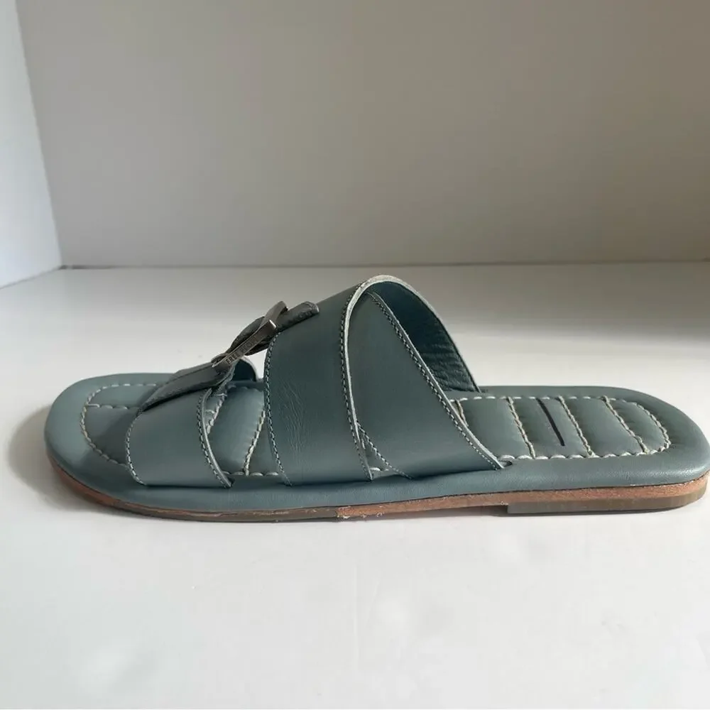 Free People Leather Buckle Sandal Sloan Stormy Sea